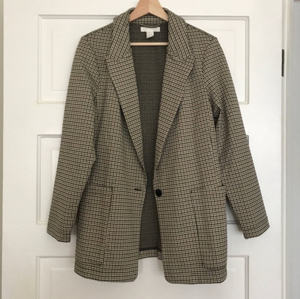 H&M Oversized Jersey Herringbone Blazer